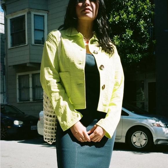 Paloma Wool Lime Green Baron Button Front Jacket - Picture 2 of 8